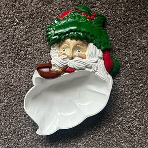 Vintage Hand-Painted Old World Santa Claus Serving Dish